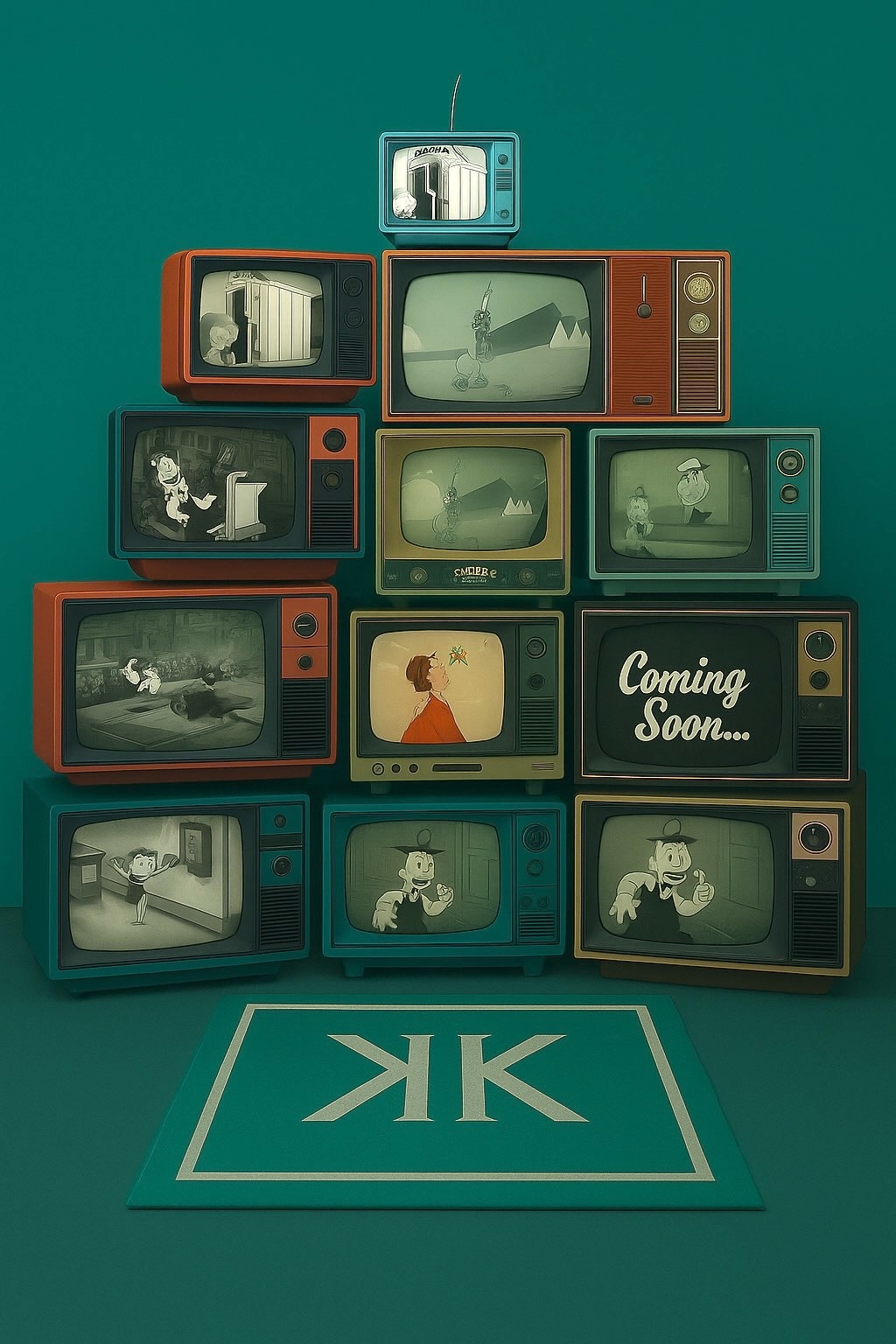 Kartoon Kollective - Collection of vintage TVs showing cartoon content